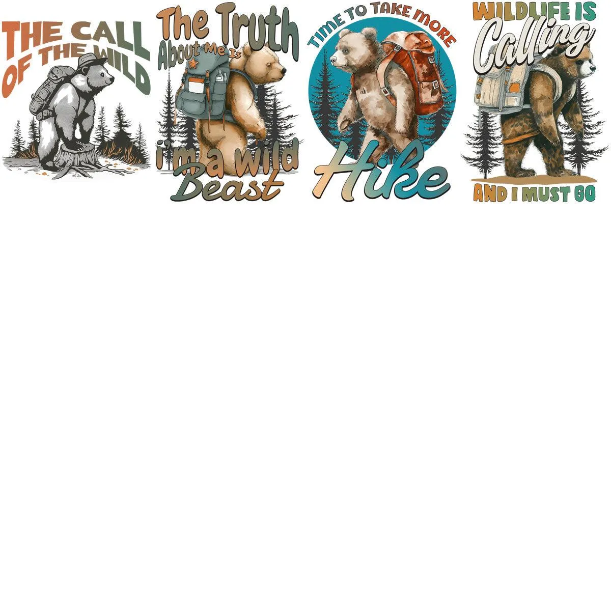 15 Bear Hiking Lover Designs Bundle PNG