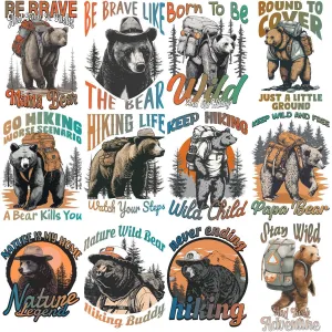 15 Bear Hiking Lover Designs Bundle PNG