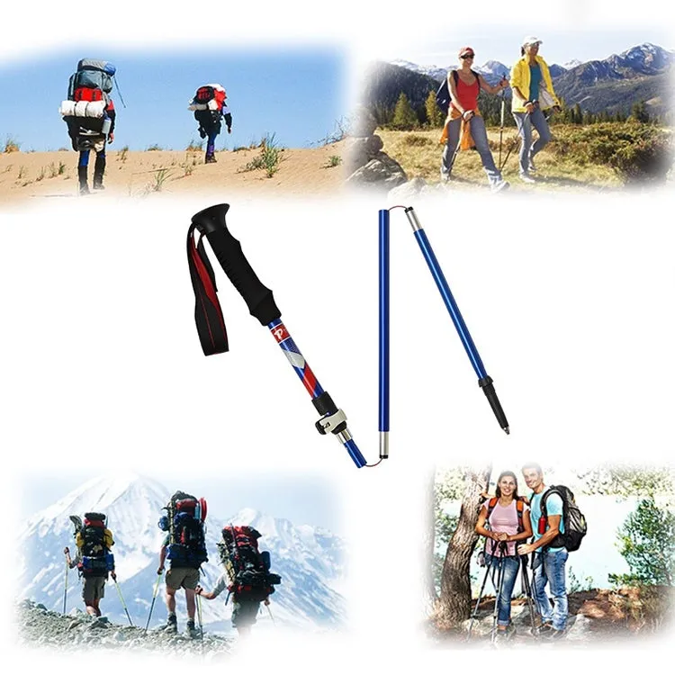 5 Node Portable Foldable Aluminium Alloy Alpenstocks Trekking Poles, Folding Length : 28.5CM (Red)