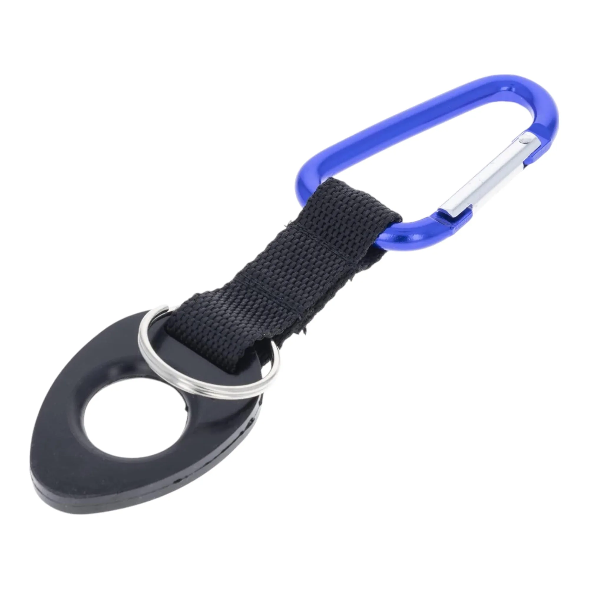 Blue Aluminum Carabiners With 6mm Thick Water Bottle Holder Attachment