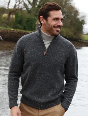 Donegal Blend Zip Neck Sweater - Graphite