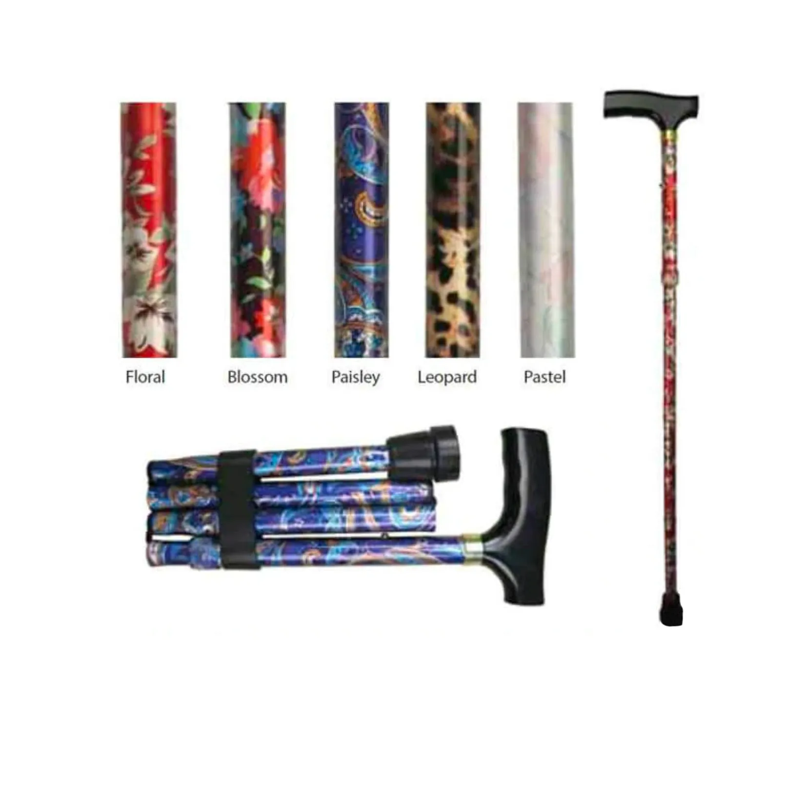 Folding Walking Stick - Patterned (1)