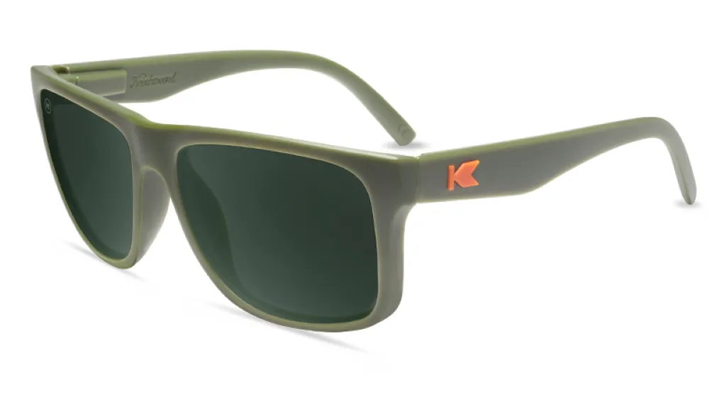 Knockaround Torrey Pines Matte Army Green Frame - Aviator Green Lens - Polarized Sunglasses