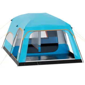 relaxed Camping Tents, Family Tent with 2 Rooms, 5-8 Person Large Tent with 3 Doors for Camping, Waterproof Double Layer Tent for Picnic Survival Hiking Traveling, Blue