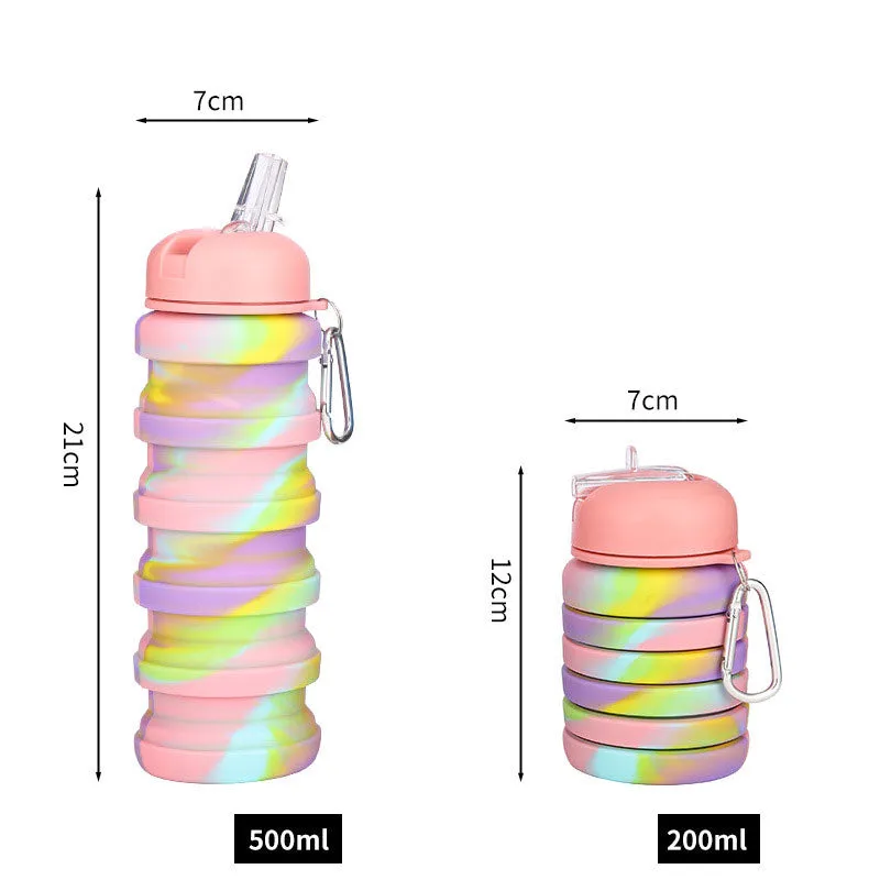 Silicone Folding Water Cup 500ml Camouflage Color Water Bottle Sports Telescopic Kettle