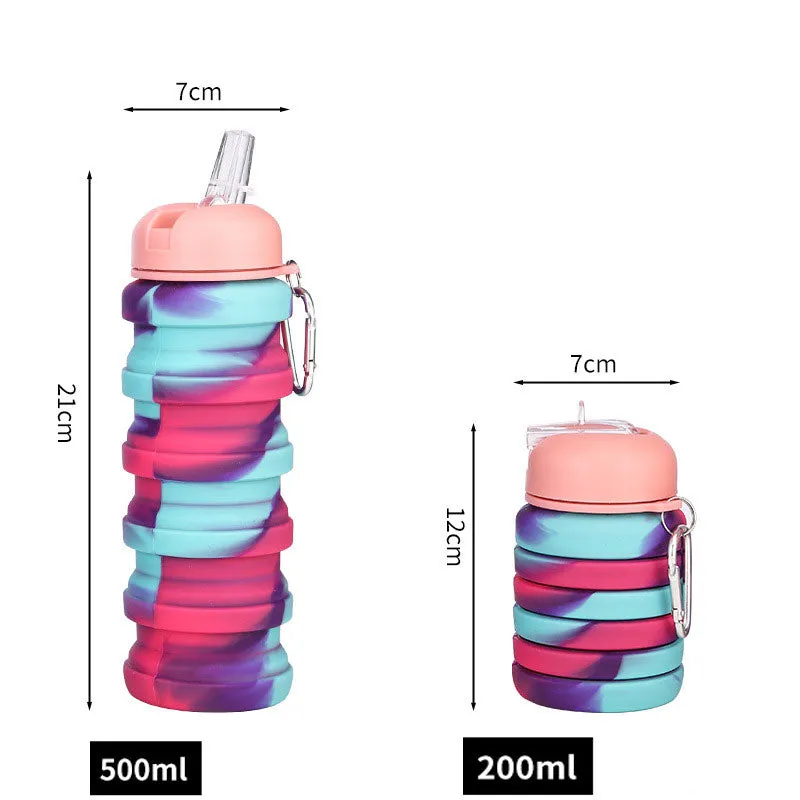 Silicone Folding Water Cup 500ml Camouflage Color Water Bottle Sports Telescopic Kettle