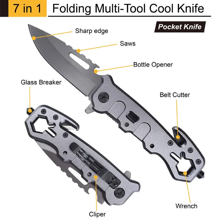 Titanium Multifunction Folding Pocket Knife Tactical Survival Tool Hunting Hiking Self Defense Rescue Outdoor Knife Wrench